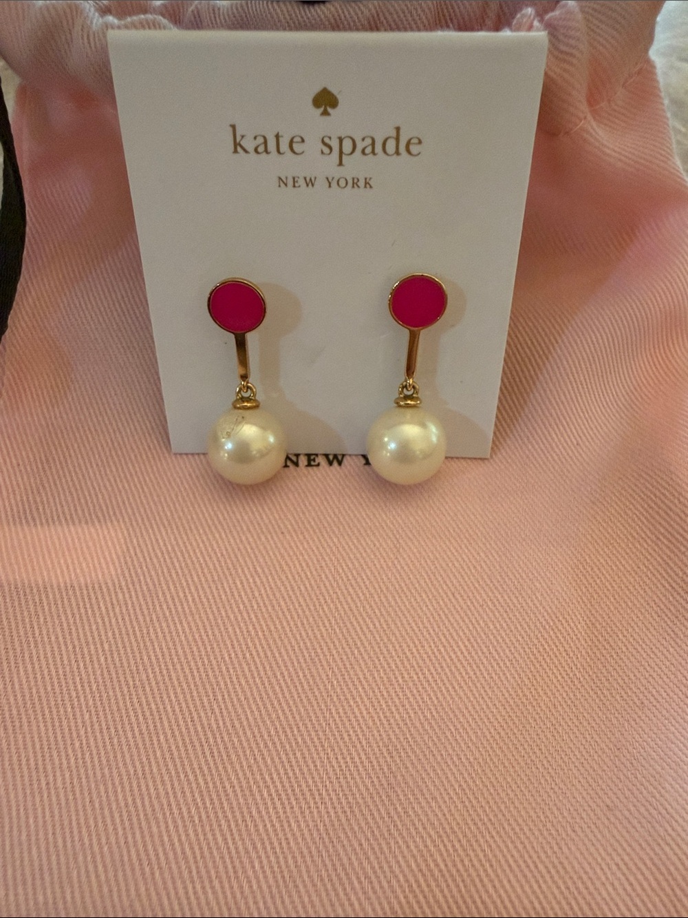 kate spade Pink and Pearl Drop Earrings NWT